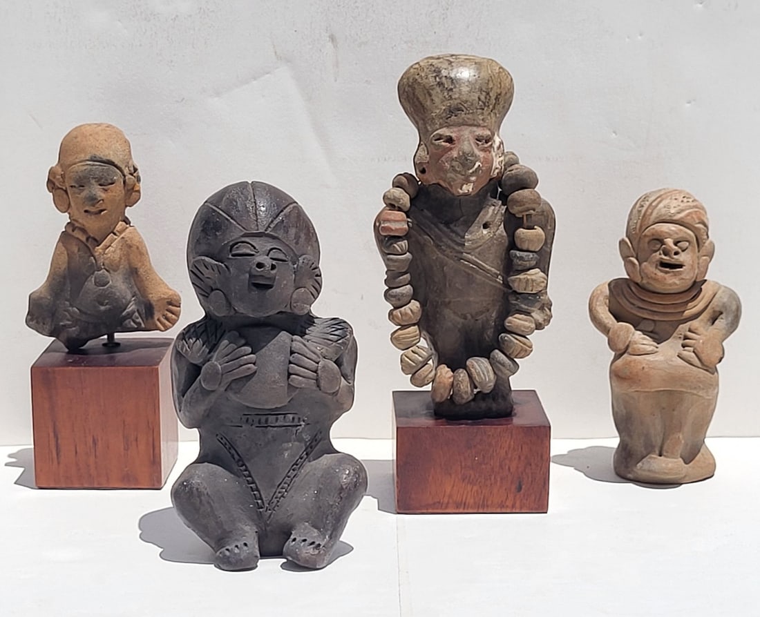 Collection 4 Pre Colombian Pottery Figures 4.5 To 6.5 Inches High (1 of 9)