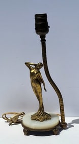 Art Deco Gilt Female Rembrandt R7106 B3 Boudoir Table Desk Lamp 12 Inches Overall No Shade Alabaster