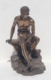 Antique Grand Tour Bronze Seated Hermes Mercury Gilt Dore French Or Continental Nike After