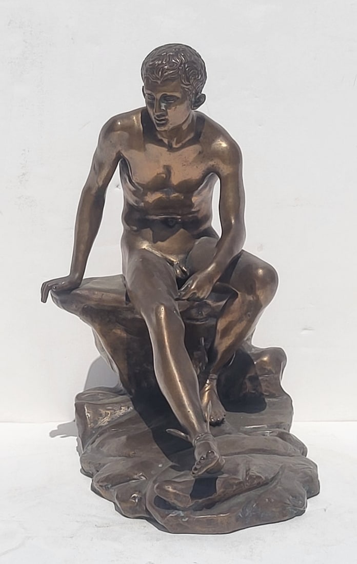 Antique Grand Tour Bronze Seated Hermes Mercury Gilt Dore French Or Continental Nike After (1 of 7)