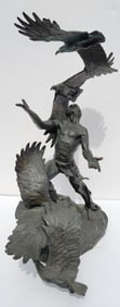 Buck McCain Bronze 21 Inch Soaring Spirit Cheyenne Eagles Western Native American Subject 1991