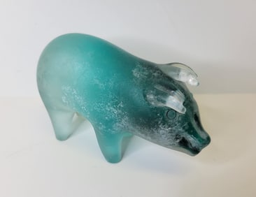 Murano Cenedese 5 Inch Long Italian Art Glass Pig With Nicks