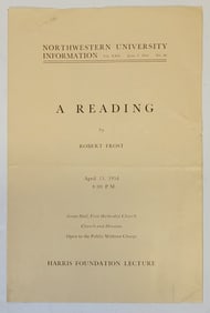 Robert Frost 1954 Poetry Reading Program Brochure Northwestern University