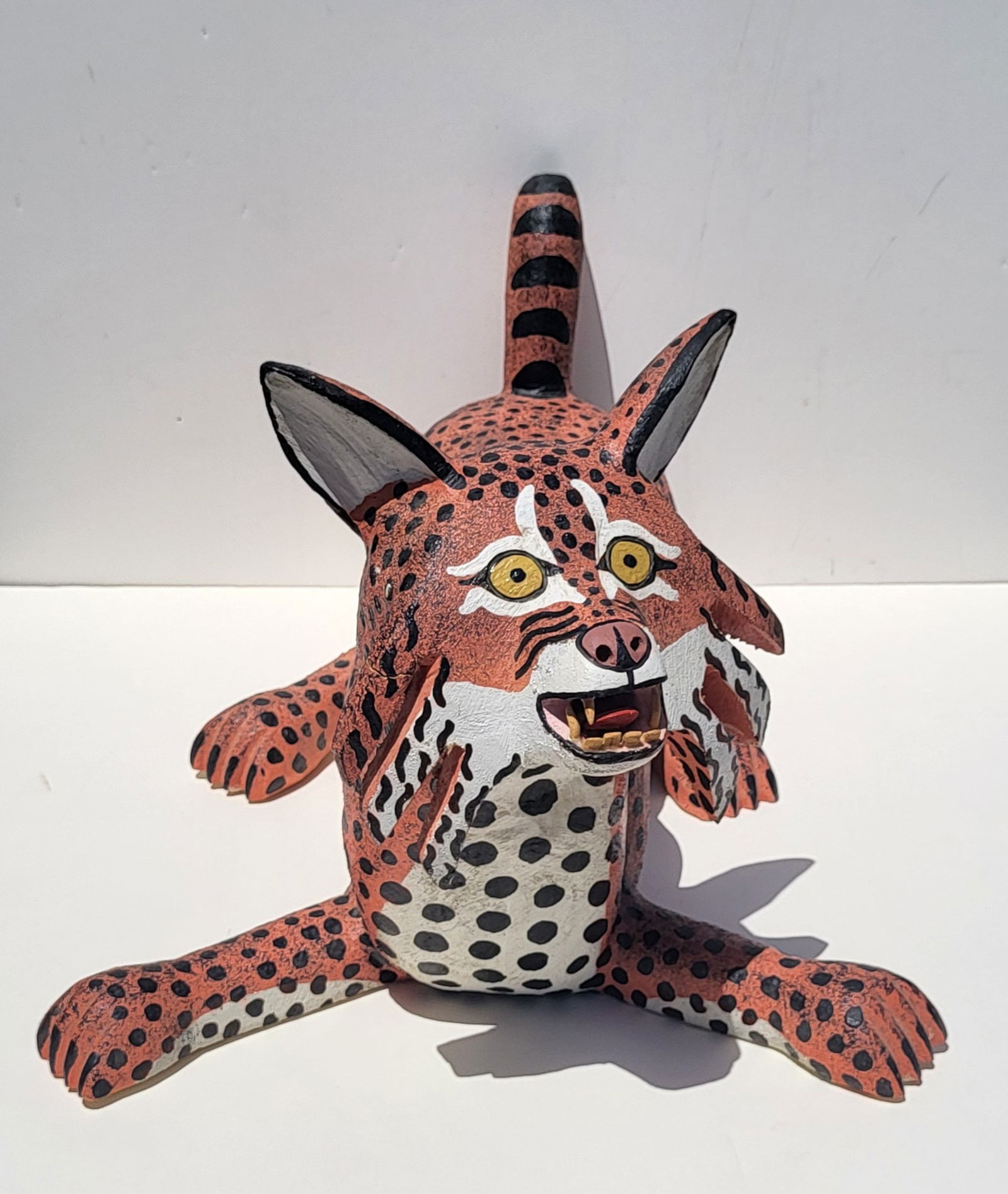 Near Life Size Leroy Ortega Carved Wood Painted 2ft Long Bobcat Statue Sculpture Figure (1 of 4)