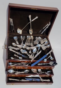 Sterling Francis I Silver Chest Find 158pcs Total 185ozt Incl 28 Servers