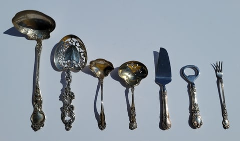 Lot 7 Sterling Silver Flatware Servers 11.2ozt Incl Gorham Towle And Silvercraft