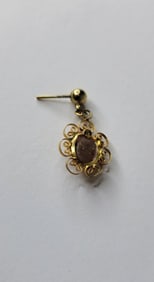 Pair Vintage 14k Gold Lavender Purple Cabochon Filigree Earrings 1.3dwt 2.3g Total Weight