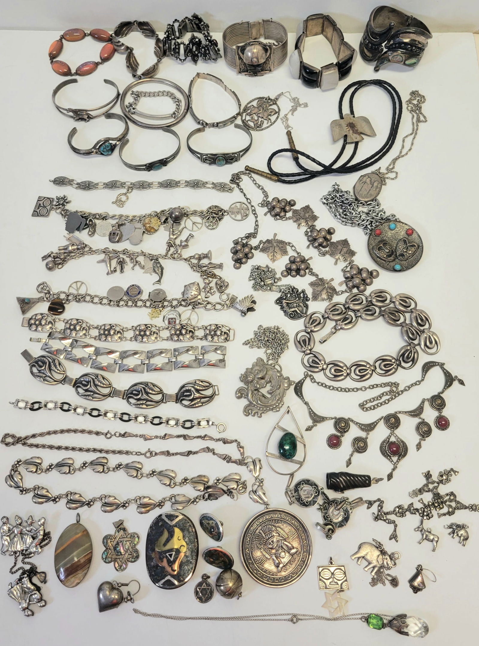 Large Lot Art Deco MCM Sterling 925 Plus Silver Metal Bracelets Necklaces And Sets 1060 Tg Estate Fi (1 of 7)