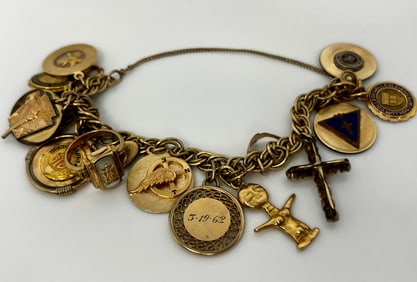 Mystery Total Gold Content Charm Bracelet 35.7dwt 55.5g Low Start
