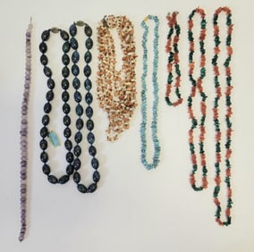 Lot 9 Assorted Bead Necklaces Including Cloisonne Likely Turquoise Possibly Amber Perhaps Amethyst 7