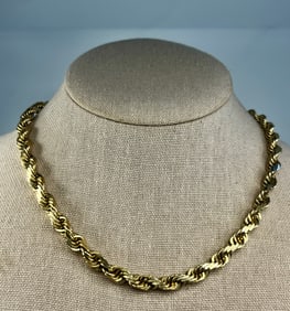 Heavy 10k Yellow Gold Flat Side Rope Necklace Chain 35.9dwt 55.8g 17in