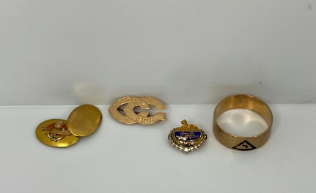 Collectible 10k Fraternal Gold Lot 2.1Tdwt 11Tg Incl Masonic Scottish Rite And Shriner Plus Kansas