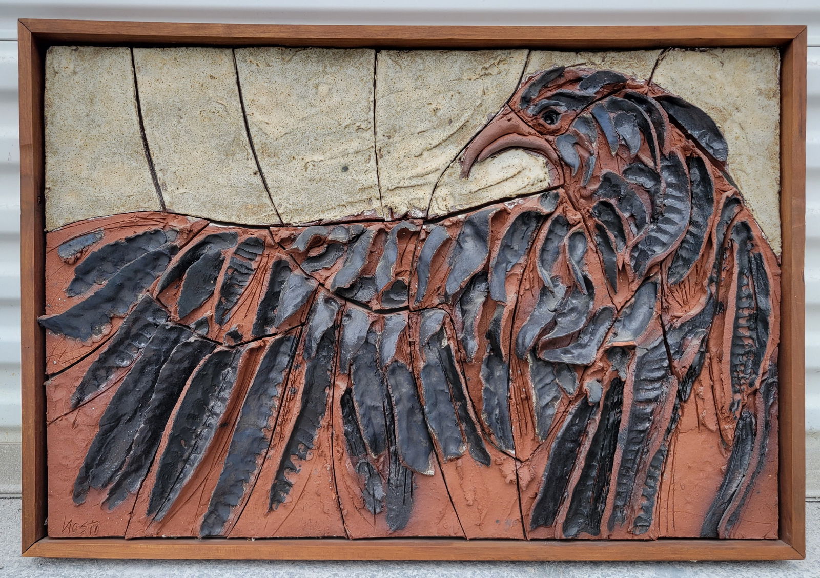 Heavy Harold Nosti Ceramic Relief Plaque Sculpture Eagle Art Pottery (1 of 5)