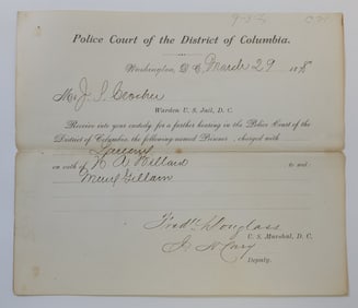Historic Frederick Douglass Autograph US Marshall WDC African American Civil Rights Police Warden