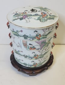 Stacking Famille Rose Verte Daoguang Manner 20C Hong Kong Porcelain Stacking Lunch Box