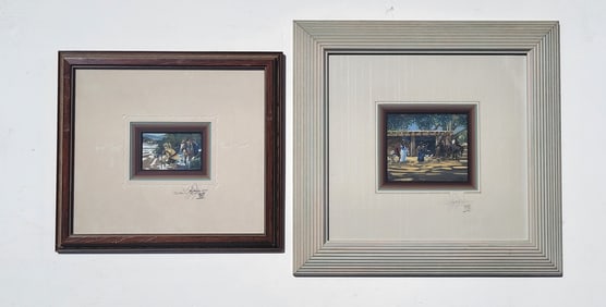 Lot 2 Merlin Little Thunder Native American Watercolor Wash Paintings