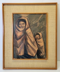 Gilberto Almeida South American Ecuador Mother Child Social Realist Painting 5 In Sale