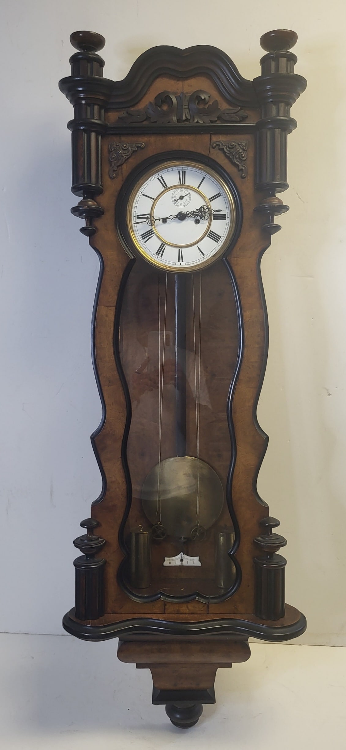 Old 46 Inch Vienna Wall Regulator Clock Enamel Dial (1 of 9)