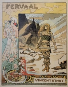 Framed Old Fervaal French Art Nouveau Poster Vincent D Indy Charle Verneau Paris Lucien Metivet 22 X