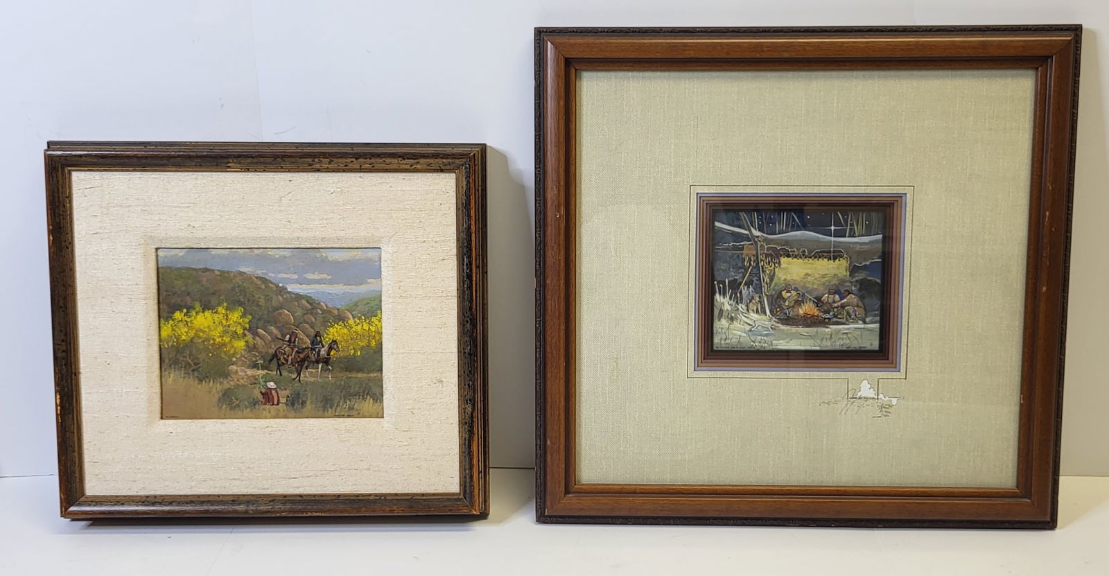 Lot 2 Merlin Little Thunder Painting 6.5 X 8.25 And 5 X 6.25 Inches Signed Titled One With Gallery L (1 of 4)