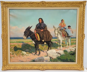 Large Alberto Pla Y Rubio Spanish Mounted Figures In A Summer Landscape