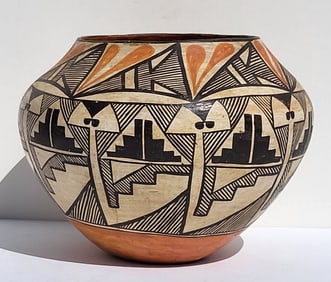 Old Acoma Olla Jar Pot Native American Decorated Pottery 7in x 9in Good Provenance