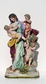 Antique Artist Signed 19c Capodimonte Figure Group 9in Mother Or St Mary Virgin With Children Or