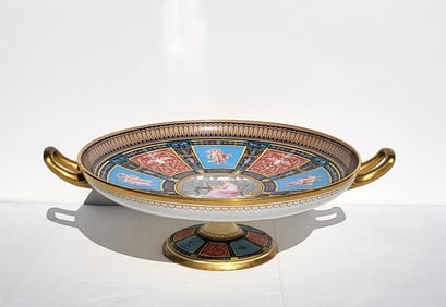 Large Copeland Art Union Of London Classical Nudes Handled Porcelain Pedestal Centerpiece Greek