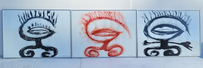 Suite 3 Carlos Cesar Alves Cuban Paintings On Paper 22 X 30 Inches Abstract Figure Eye Expressionist