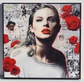 DeVon Taylor Swift Pop Art Portrait Original Media Resin 29.75 X 29.75 Inches With Provenance