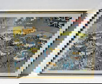 Leroy Neiman Stock Exchange London Serigraph Ed300 COA 28.5in x 37.875in Pencil Signed