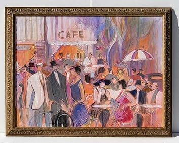 French Cafe Scene Isaac Maimon Manner 30in x 38in Oil