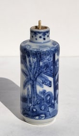 Old Chinese Blue White Snuff Bottle Children 2.75 Inch Body