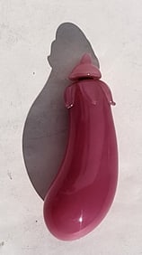 Chinese Eggplant Snuff Bottle Pink Peking Glass 3.25 Inch