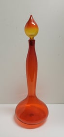 Big Signed Blenko Wayne Husted Manor Floor Decanter Vase With Large Stopper 24.5 Inches High Overall