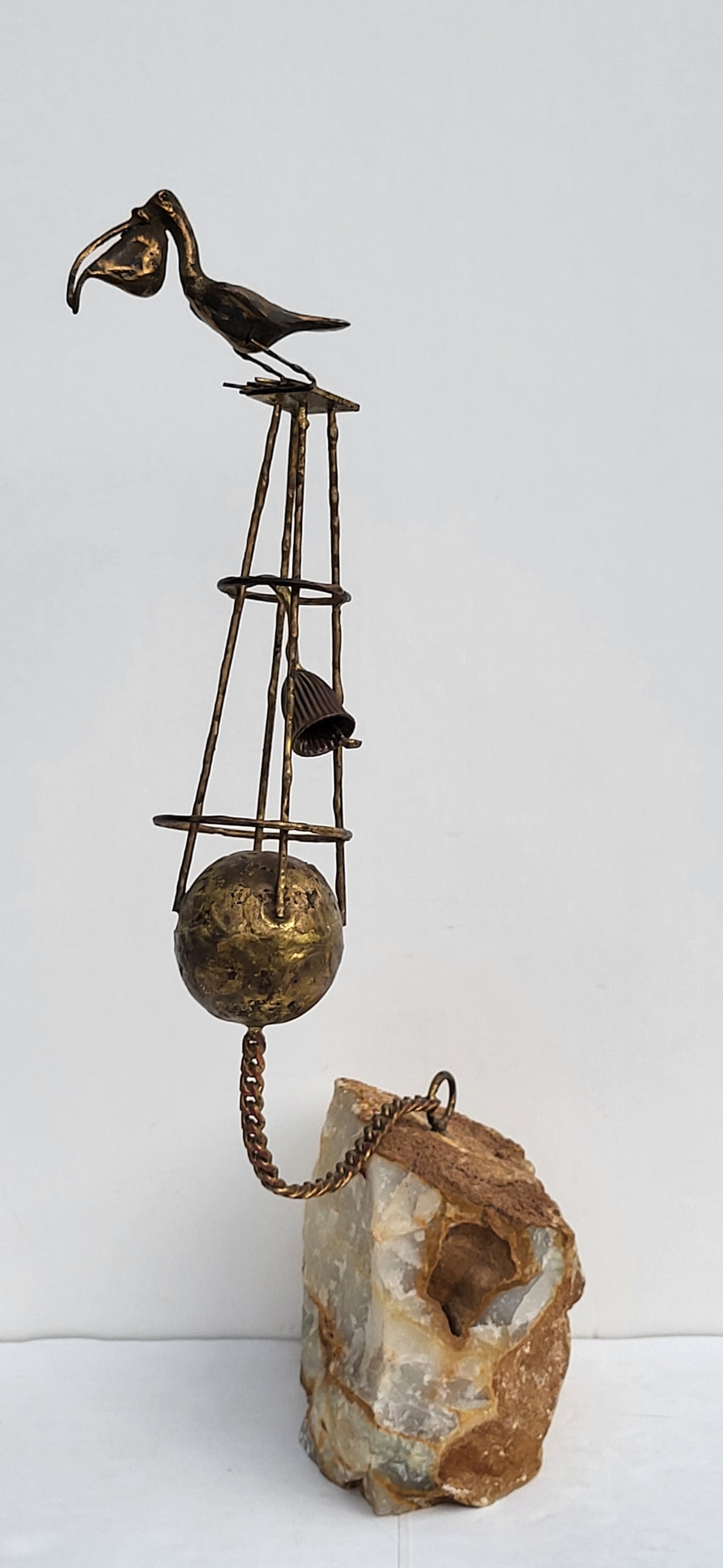 Curtis Jere Signed Pelican Table Sculpture 1970 Brutalist Bronze And Stone 20 Inches Overall Bird: Curtis Jere Signed Pelican Table Sculpture 1970 Brutalist Bronze And Stone 20 Inches Overall Bird Animal Statue Figure, 1 of 2 jere table sculptures in this auction.Provenance: Florida Gulf Coast coll