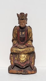 Early Carved Chinese Gilt Buddha Polychrome Statue Or Tibet Nepal Southeast Asia 10.6in