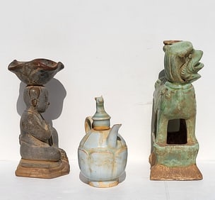 Estate Find 3 Chinese And Or Near Eastern Archaic Manner Pottery Objects