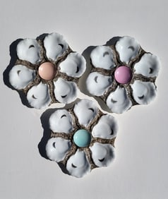 Group 3 H Co Hariland Limoges French Oyster Plates Pastel Centers 8.9in Antique