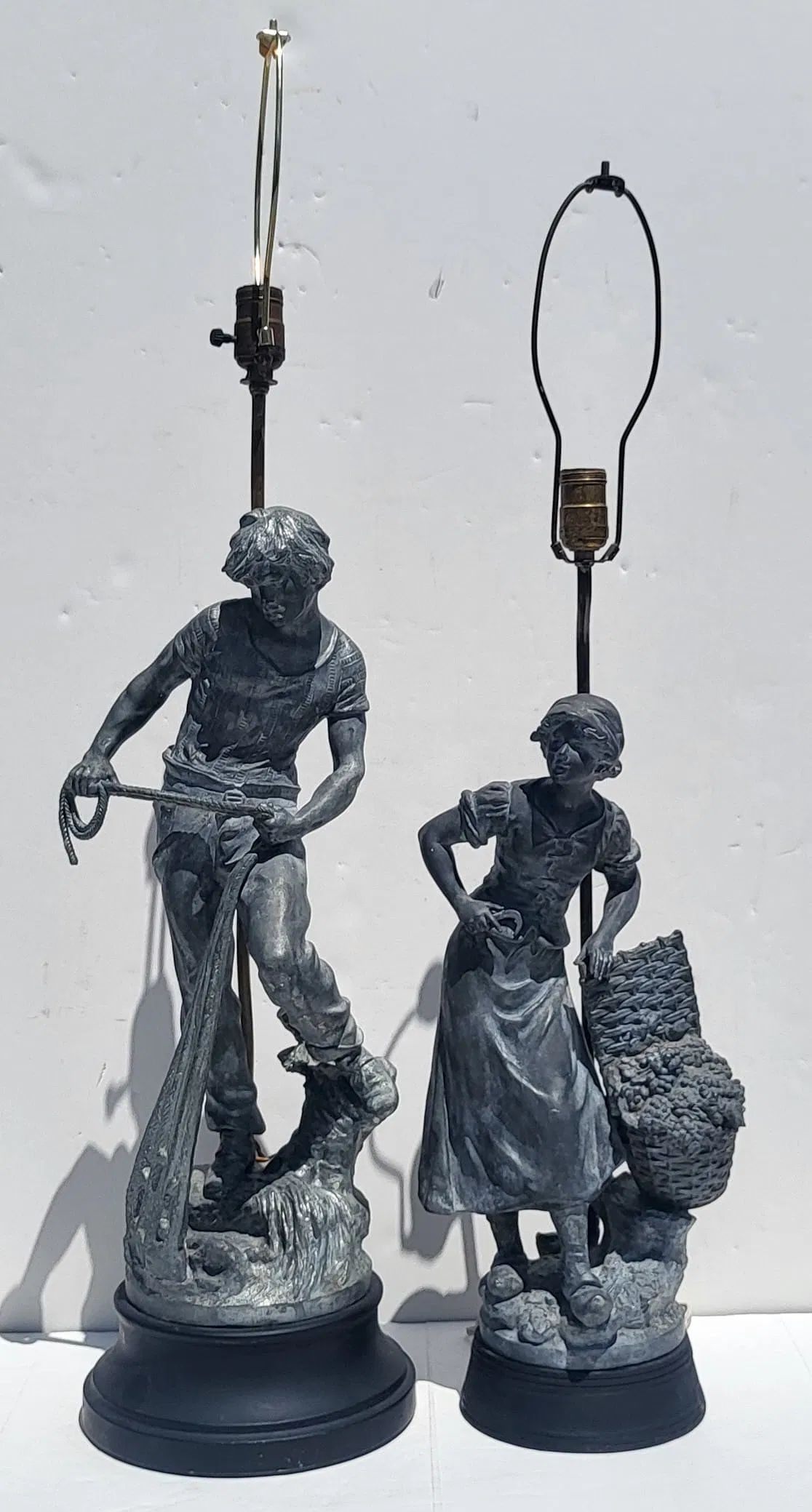 Pair Associated Figural Lamps After Louis Auguste And Hippolyte Francis Moreau Male Female Art (1 of 7)