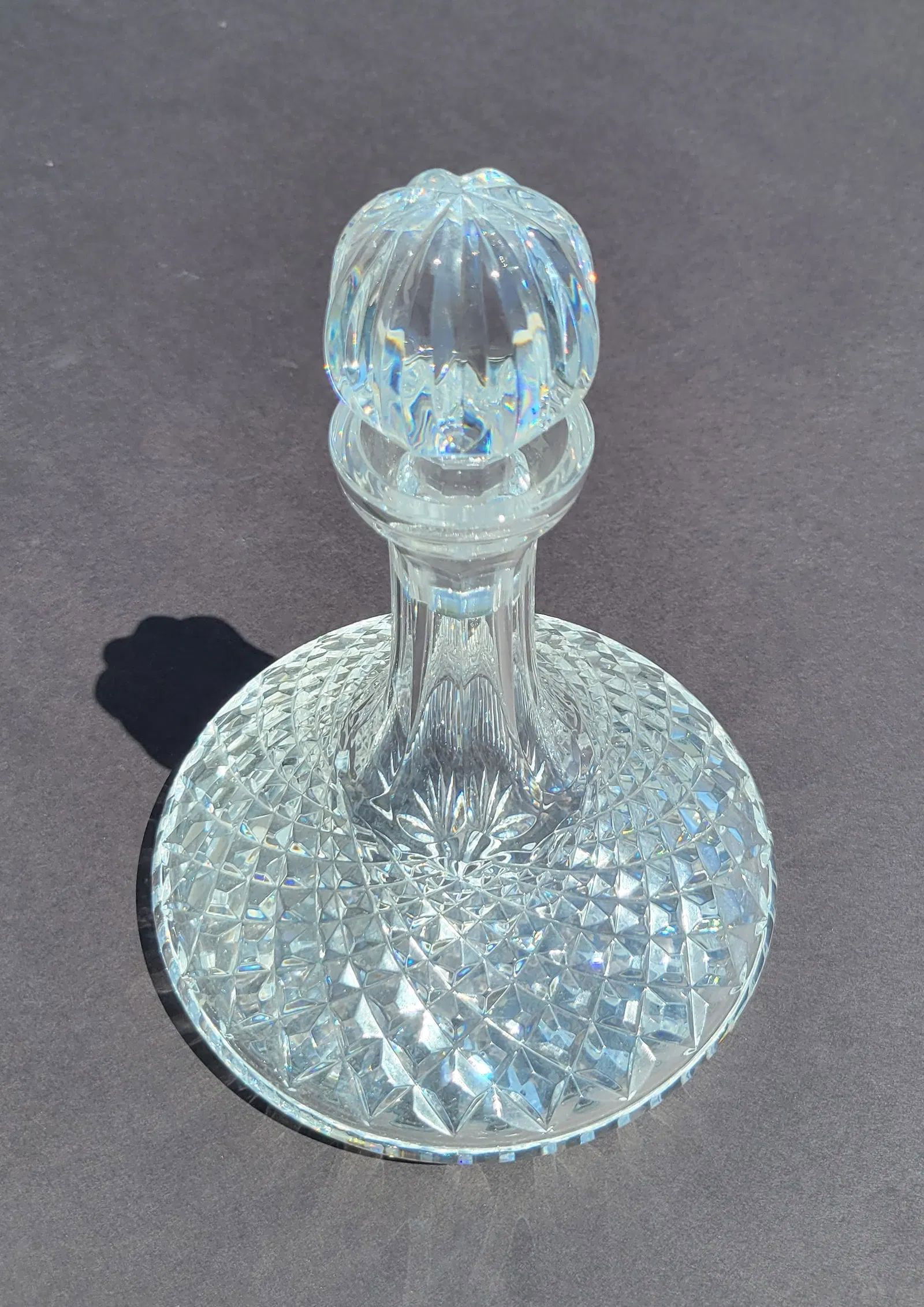 Waterford Diamond Pattern Ships Style Liquor Decanter Crystal With Stopper Etched Signature 10 (1 of 1)