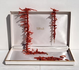 Estate Find Coral Branch Necklace 14K Clasp Vintage B Altman Box To Restring