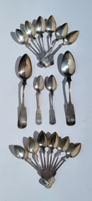 Curious Estate Lot 16 Sterling And Coin Silver Spoons Aprx 12.1ozt See Text