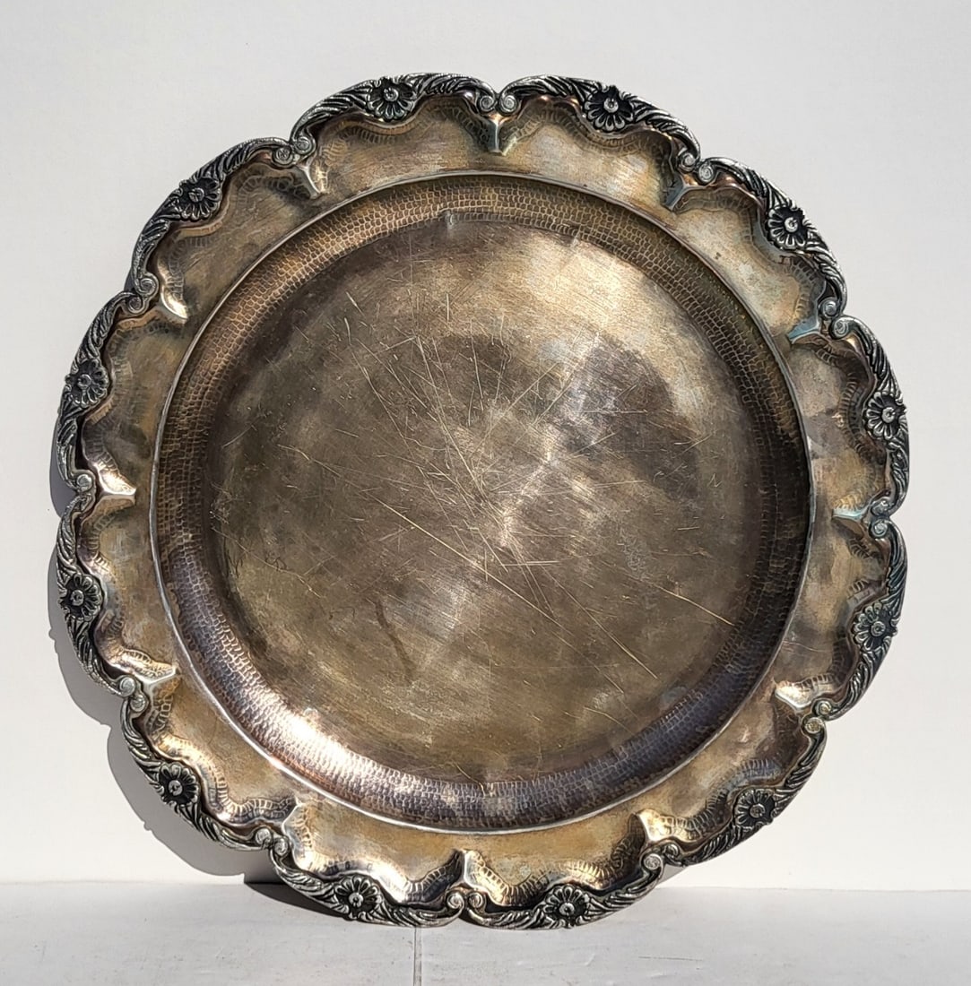 Big Bogota Columbian .900 Silver 21.3ozt Round Tray 14.75in x 1in (1 of 2)