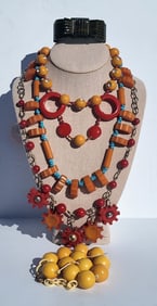 Estate Bakelite Et Al Vintage Costume Jewelry Carved Hinge Bangle Beads 300g