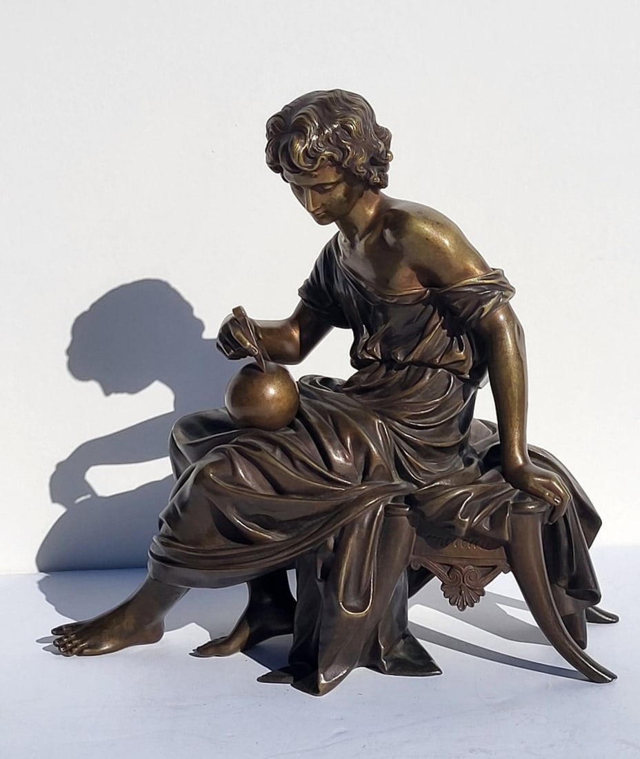 Moreau Dore Bronze Of Gallileo Antique French Continental 9.625 x 10 Inches: Moreau Bronze Of Gallileo Antique French Continental 9.625 x 10 Inches, lower case moreau appears on front of casting.