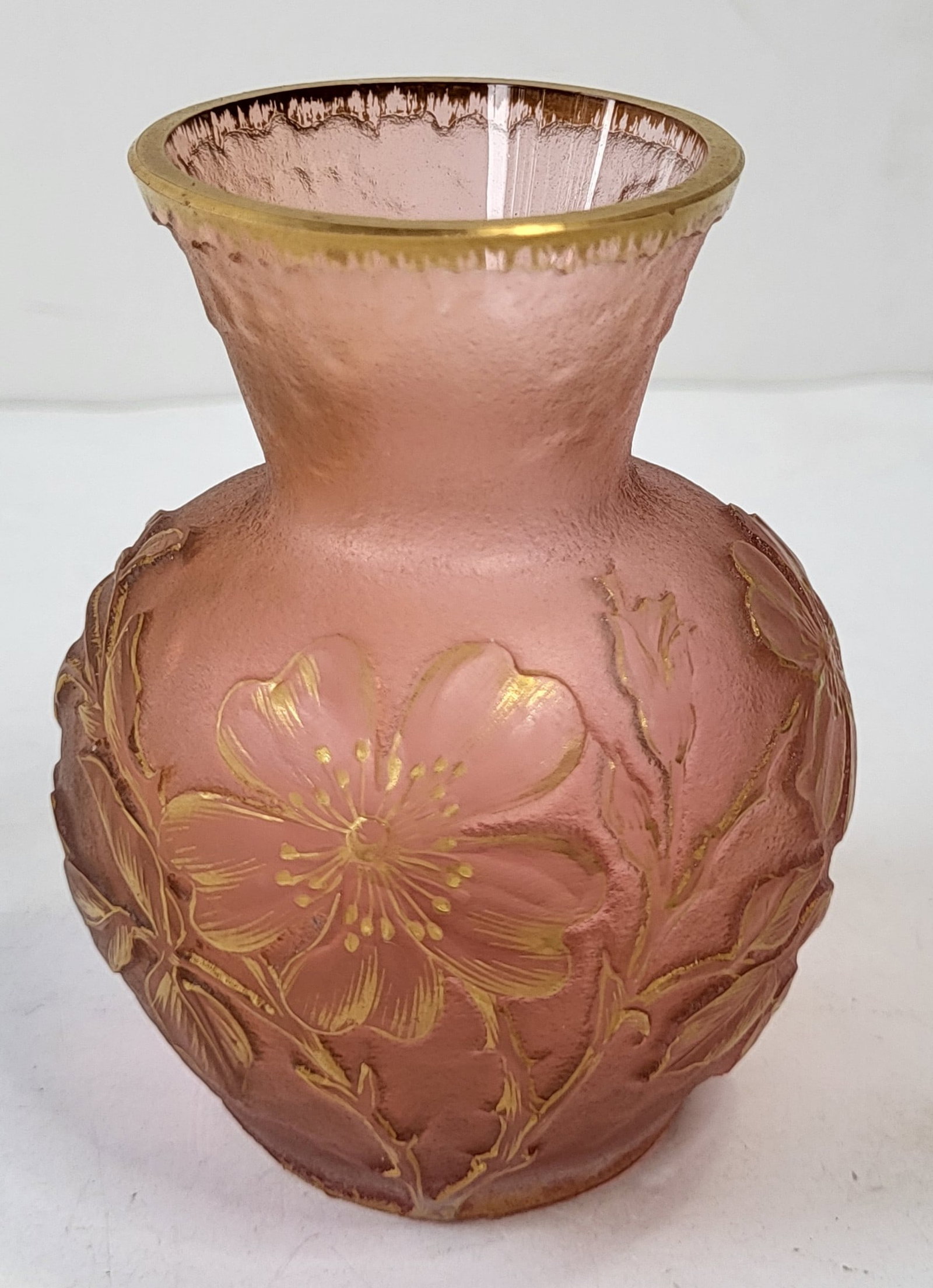 Early Gilt Daum Relief Art Glass Vase Signed Numbered Inscr Nancy 3.25 X 2.375 Inches French Art (1 of 6)