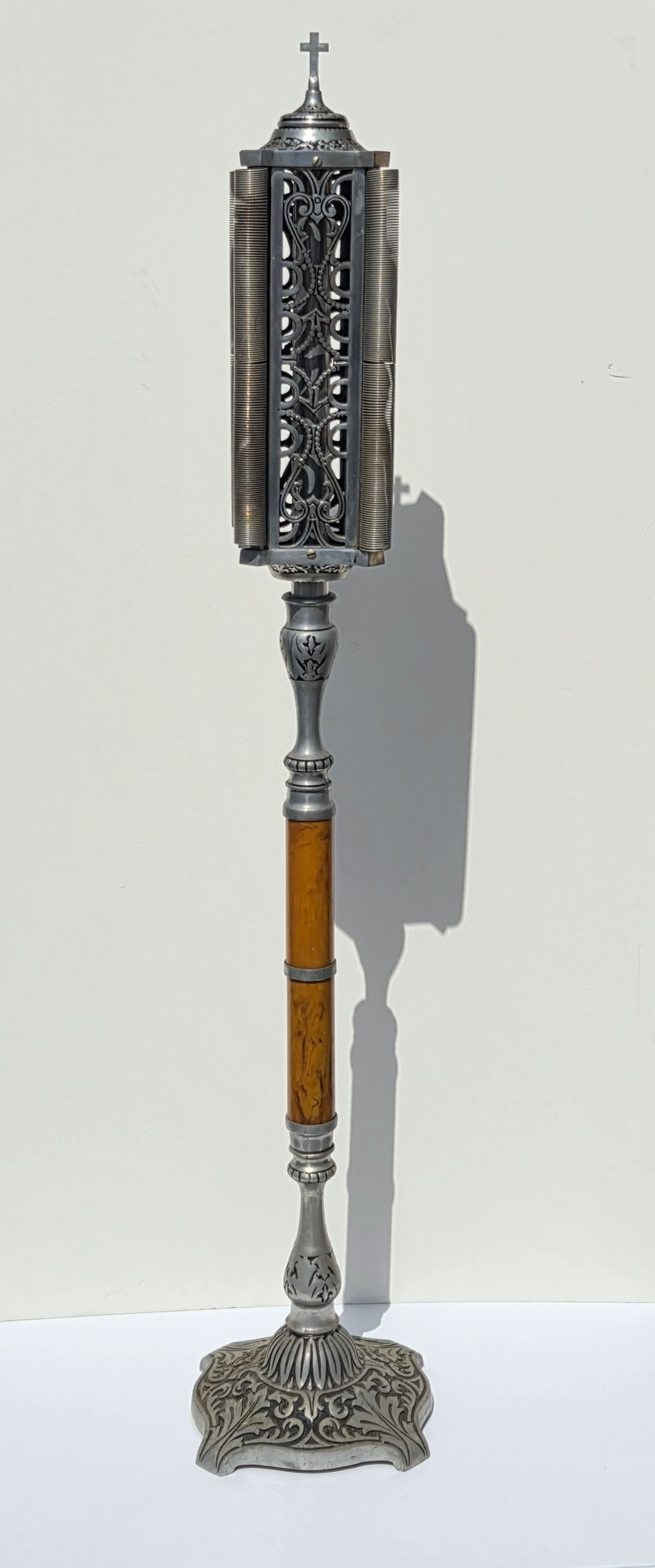 Nearly 5ft Art Deco Moderne Industrial Age Aluminum Bakelite Type Lamp Form Cross Church Chapel (1 of 7)