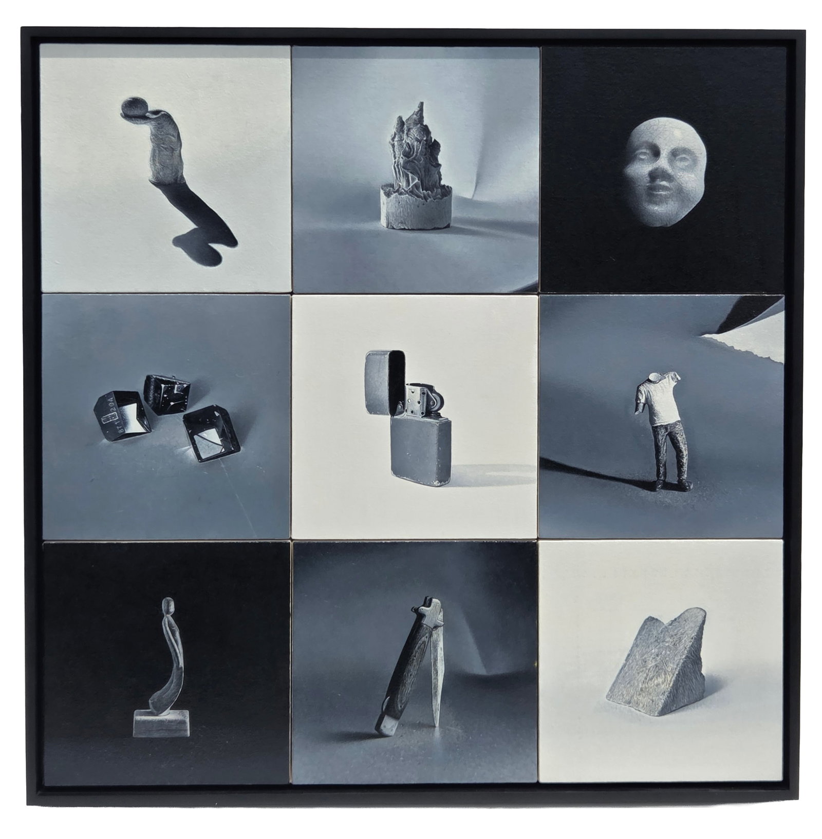 Charles Bierk Signed Vignette Painting Oil on Canvas 36 X 36 inches Nicholas Metivier Gallery Label: Charles Bierk Signed Vignette Painting Oil on Canvas 36 X 36 X 2 inches Nicholas Metivier Gallery Label. PLEASE SEE SHIPPING BELOW. Nine individual canvases. Signed, dated 2018 and titled Remembrance 