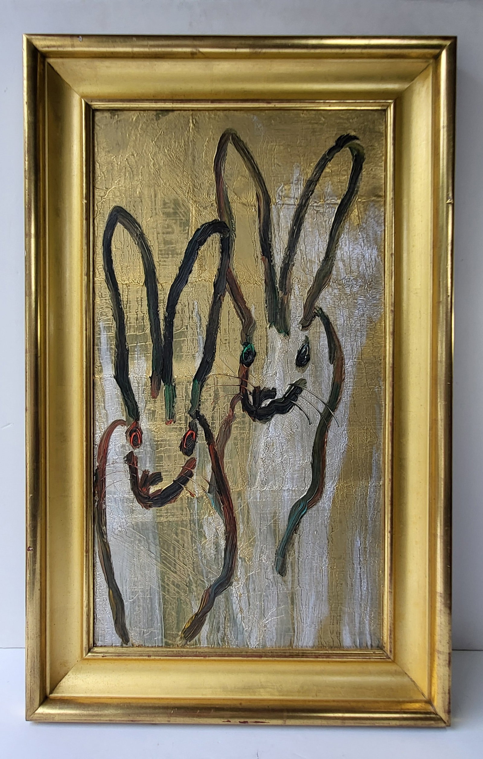 Hunt Slonem 2017 Neo Expressionist Bunnies Painting 31.375 X 17.375 Inches NY Maine Hawaii Louisiana (1 of 2)
